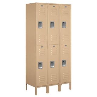 Salsbury Industries 62000 Series 36 in. W x 78 in. H x 18 in. D 2 Tier Metal Locker Assembled in Tan 62368TN A