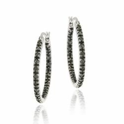 DB Designs Sterling Silver 2/5ct TDW Black Diamond Hoop Earrings