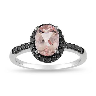 Miadora 14k White Gold Morganite and 1/4ct TDW Black Diamond Ring