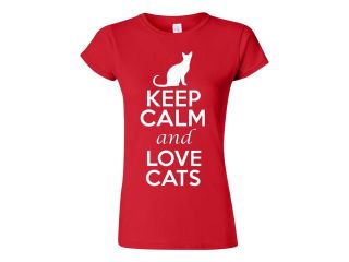 Junior Keep Calm and Love Cats T Shirt Tee