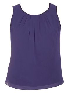 Chesca Plus Size Satin Trimmed Camisole Blue