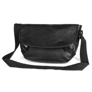 Men Adjustable Slide Release Buckle Strap Faux Lether Zip up Shoulder Bag Black