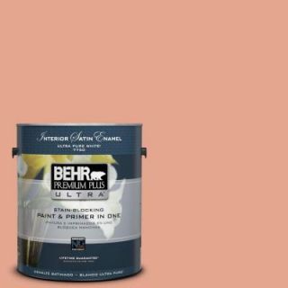 BEHR Premium Plus Ultra 1 gal. #M180 4 Priceless Coral Satin Enamel Interior Paint 775401