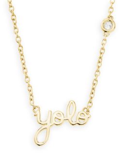 SHY by SE Gold YOLO Pendant Bezel Diamond Necklace