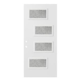 Stanley Doors 32 in. x 80 in. Beatrice Diamond 4 Lite Prefinished White Right Hand Inswing Steel Prehung Front Door 1904M 32 R