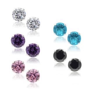 Journee Collection Sterling Silver Cubic Zirconia Round Stud Earrings