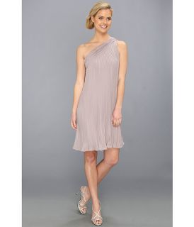 donna morgan one shoulder pleated dress taupe