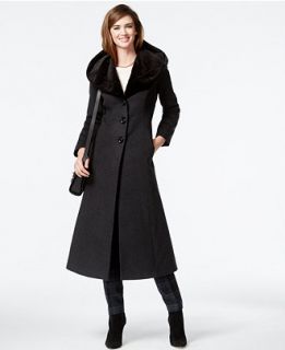 Forecaster Wool Cashmere Blend Velvet Trim Maxi Coat