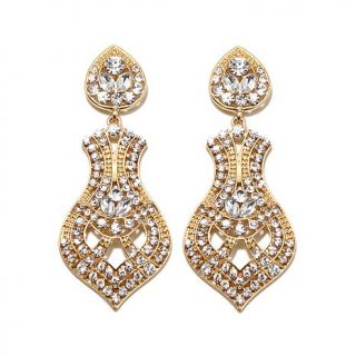 Rita Hayworth Collection Clear Crystal Shield Drop Earrings   7729235