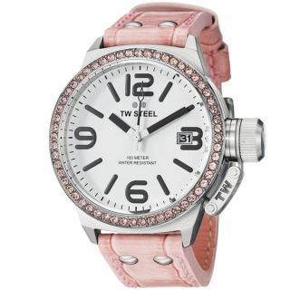 TW Steel Womens TW36 Canteen Stainless Steel and Pink Leather TW36
