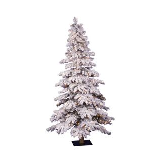 Vickerman 4 ft Pre Lit Alpine Flocked Slim Artificial Christmas Tree with White Incandescent Lights