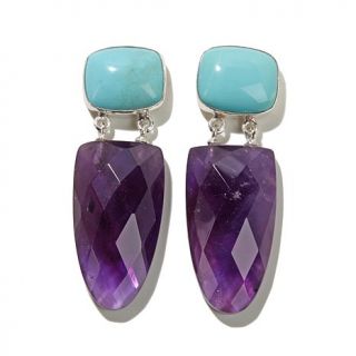 Jay King Amethyst and Turquoise Drop Sterling Silver Earrings   8045474