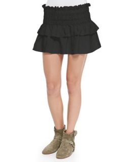 Isabel Marant Etoile Crista Smocked Ruffle Tiered Skirt, Black