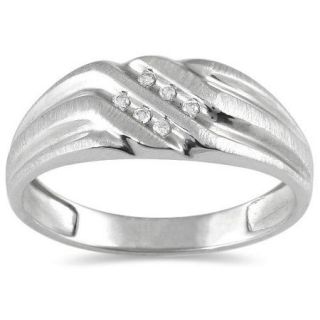 Szul Jewelry Men's 10K White Gold Round Cut Diamond Ring