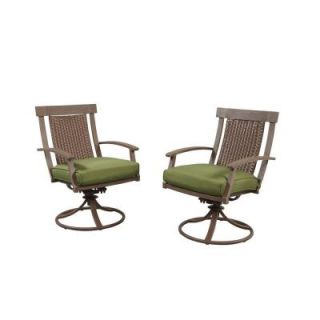 Hampton Bay Bloomfield Woven Patio Swivel Rocker with Moss Cushion (2 Pack) 151 039 SR2