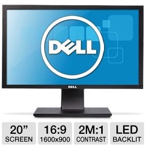 Dell P2011H 20 Class Flat Panel LED Backlit Monitor   1600 x 900, 169, 20000001 Dynamic, 10001 Native, 60Hz, 5ms, DVI, VGA, USB, Energy Star