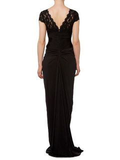 Adrianna Papell Venechia jersey gown with lace sleeves Black