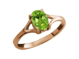 0.80 Ct Oval Green Peridot Rose Gold Plated Silver Ring 