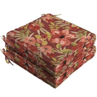 Hampton Bay Chili Tropical Blossom Outdoor Seat Cushion (2 Pack) JE01412B D9D2