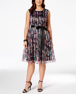 SL Fashions Plus Size Printed Pleated Dress   Plus Size Clearance