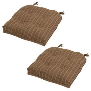 Hampton Bay Bark Stripe Rapid Dry Deluxe Tufted Outdoor Seat Cushion (2 Pack) 7358 02223400
