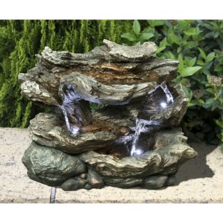 Hi Line Gift Ltd. Fiber and Resin 3 Level Log Waterfall with LED