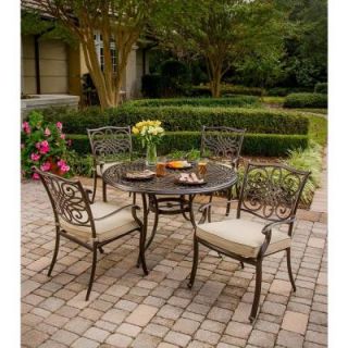 Hanover Traditions 5 Piece Patio Outdoor Dining Set with 4 Cast Aluminum Dining Chairs and 48 in. Round Table TRADITIONS5PC