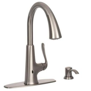 Pfister Pasadena Single Handle Pull Down Sprayer Kitchen Faucet in Stainless Steel with React Technology F 529 EPDS