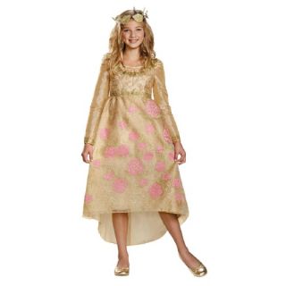 Disguise Costumes Girls Maleficent Aurora Coronation Deluxe Dress Costume, 4 6, Gold