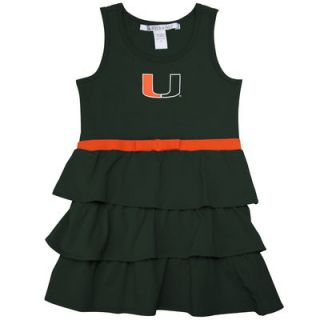 Miami Hurricanes Toddler Girls Tiered Ruffle Dress   Green