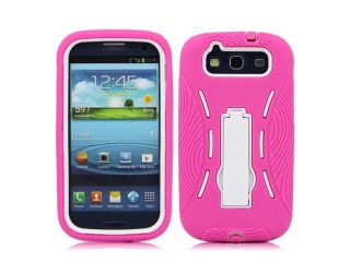 White/Pink Robot Hybrid Rugged Hard Protector Case Cover Holder Stand for Samsung Galaxy S3