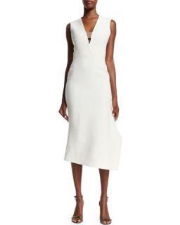Victoria Beckham Sleeveless Asymmetric Hem Dress, Cream/Nude
