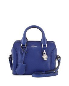 Alexander McQueen Mini Padlock Satchel Bag, Blue