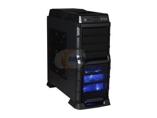 XION Gaming Series XON 990 BK Black with Blue LED Light Steel/ Plastic, Meshed Front Panel design. ATX Mid Tower Computer Case, USB 3.0 