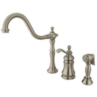 Kingston Brass Victorian Single Handle Standard Kitchen Faucet with Side Sprayer in Satin Nickel HGS7808TPLBS