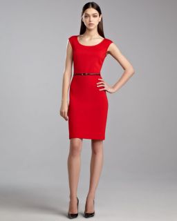 St. John Collection Milano Cap Sleeve Scoop Neck Dress, Venetian Red