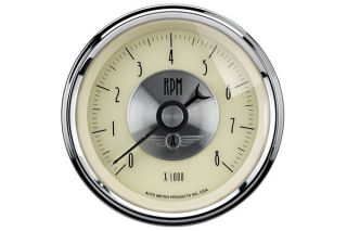 AutoMeter 2097   Range 0   8,000 RPM Antique Ivory 3 3/8"   In Dash Mount Tachometer   Gauges