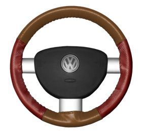 2015 Lincoln Navigator Leather Steering Wheel Covers   Wheelskins Tan/Red Perf 15 3/4 X 4 1/4   Wheelskins EuroPerf Perforated Leather Steering Wheel Covers