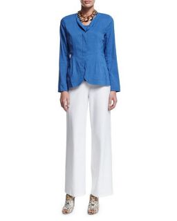 Eileen Fisher Shawl Collar Peplum Jacket, Silk Jersey Tank Top & Wide Leg Stretch Crepe Pants