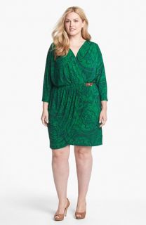 MICHAEL Michael Kors Print Faux Wrap Jersey Dress (Plus Size)
