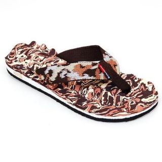 Mens Flip Flops Beach Sandals Camouflage Thongs Massage Sole Light & Comfortable Brown Size 8