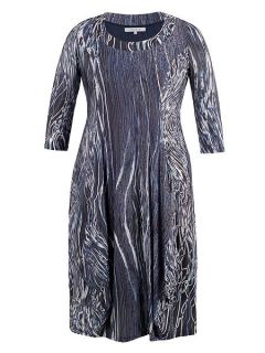 Chesca Plus Size Ribbon Print Lined Dress Navy