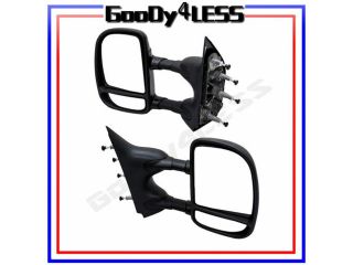 02 08 Ford Cargo Van Econoline Towing Mirrors Set Power Black Pair Side Tow 