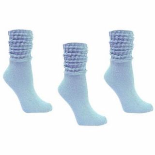 Luxury Divas Pastel Blue All Cotton 3 Pack Heavy Slouch Socks