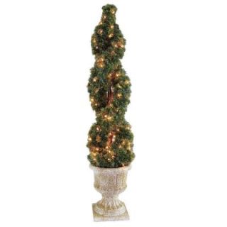 National Tree Company 54 in. Double Cedar Spiral Tree with Decorative Urn LCDS4 705 54