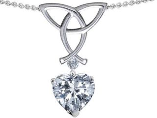 2.00 cttw Celtic Love by Kelly Love Knot Pendant with Genuine Heart Shape White Topaz 