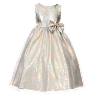Kids Dream Little Girls Aqua Sequin Bodice Floral Overlaid Flower Girl Dress 6