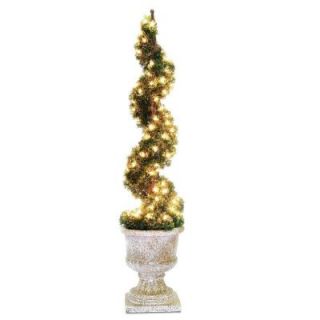 National Tree Company 48 in. Upright Juniper Spiral Tree with Decorative Urn with 100 Clear Lights LCYSP4 302 48