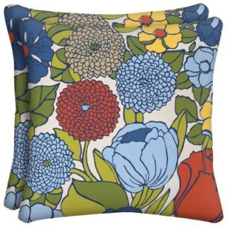 Hampton Bay Ruthie Floral Square Outdoor Throw Pillow (2 Pack) JE19554B D9D2