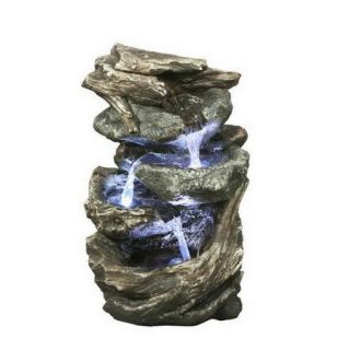 Hi Line Gift Ltd. Fiber and Resin Log and Stone Waterfall Fountain